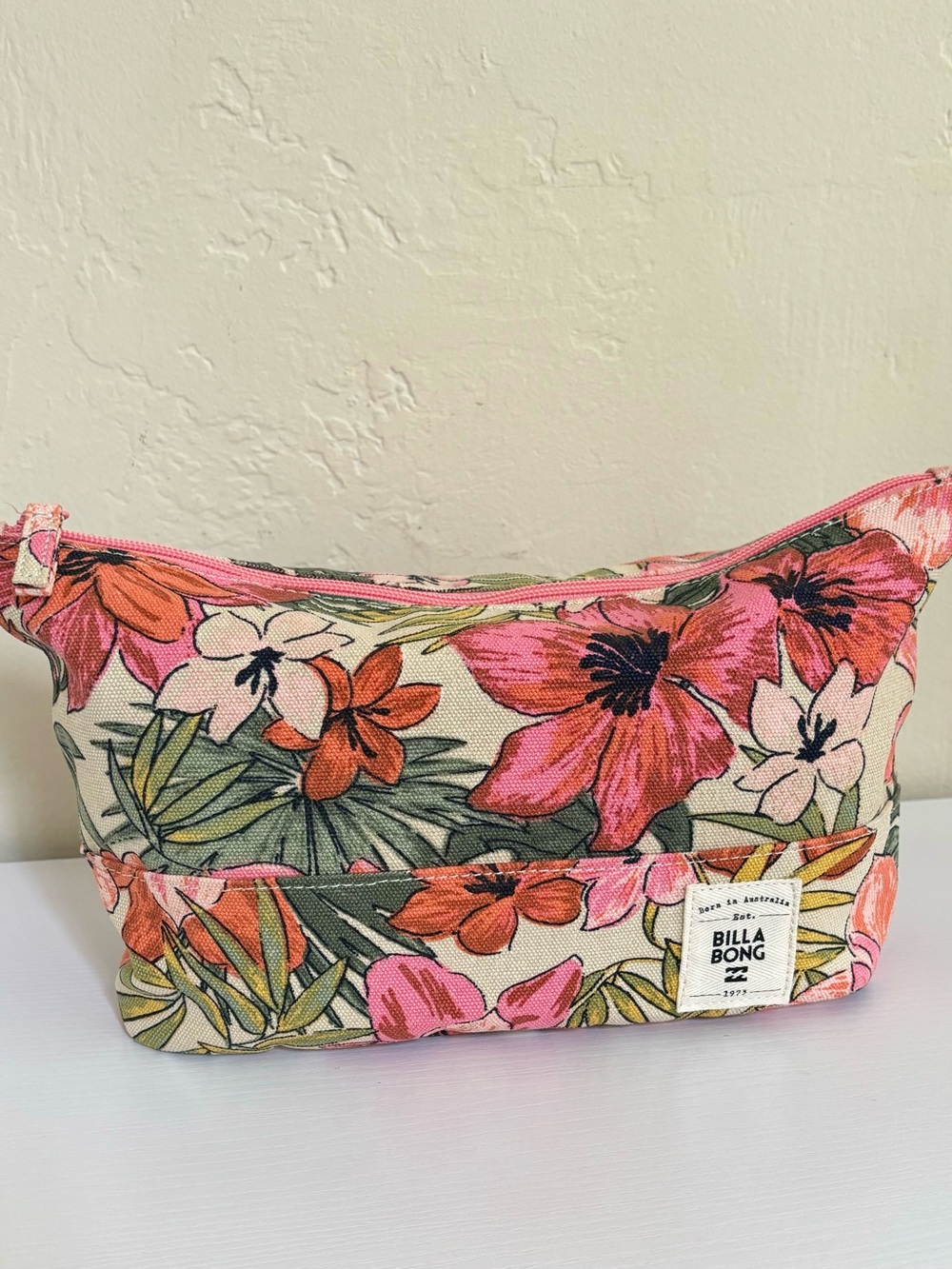 Billabong Tropical Floral Canvas Zipper Pouch Boho Beach Accessory - Picture 3 of 15